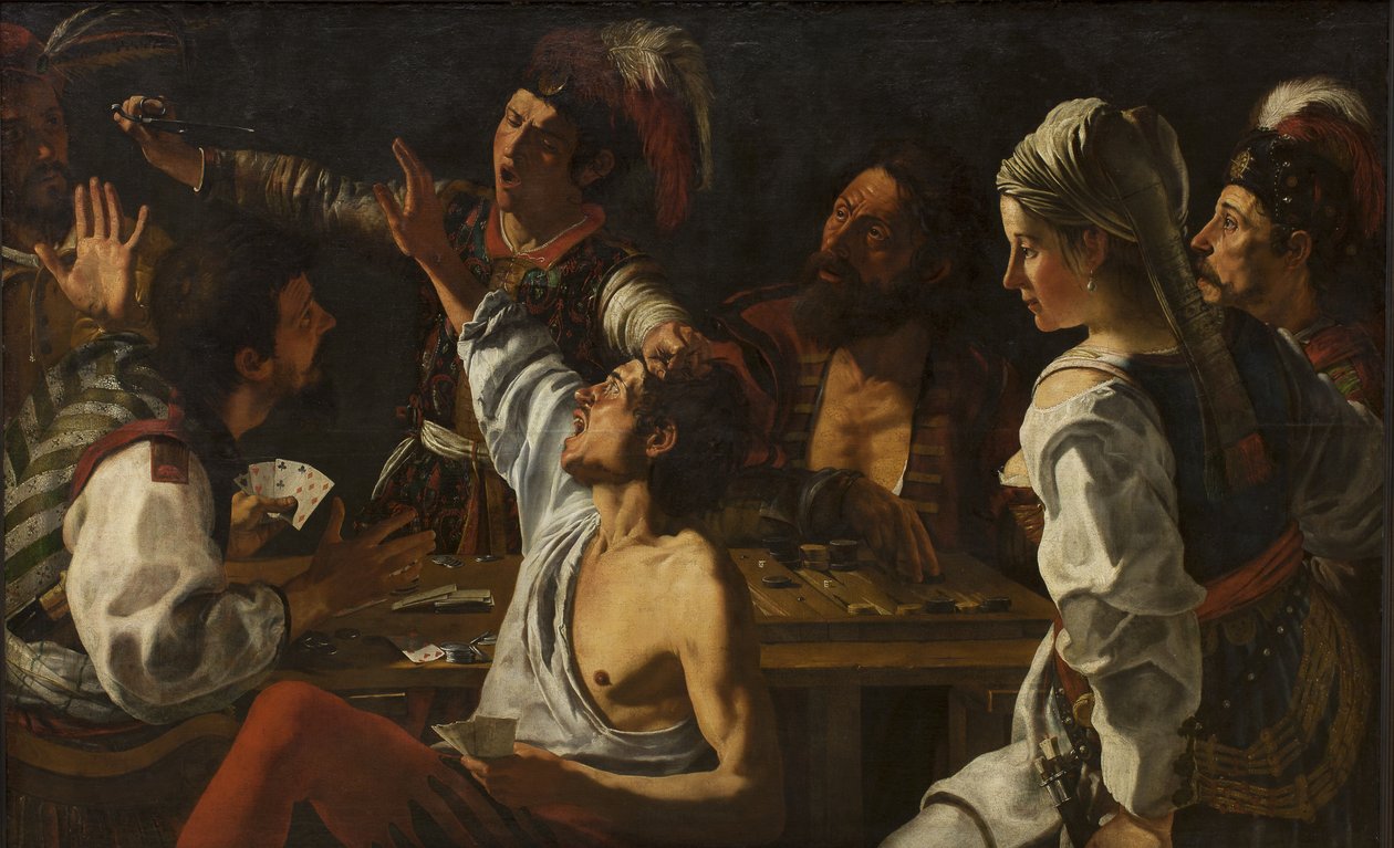 Hráči karet a backgammonu. Bojujte o karty od Theodoor Rombouts