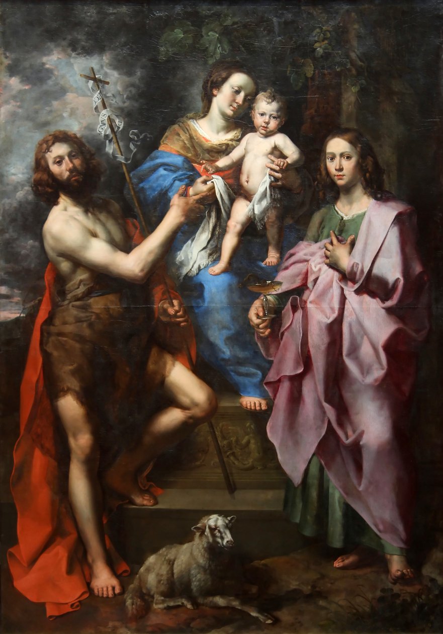 Panna s dítětem mezi svatým Janem Křtitelem a svatým Janem Evangelistou od Theodoor van Loon