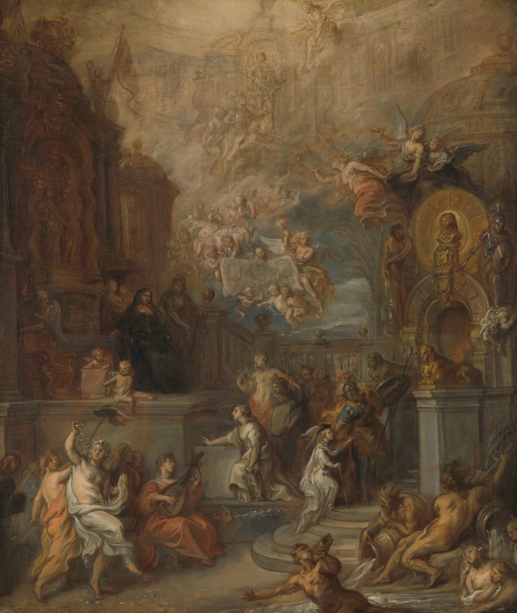 Alegorie na rozloučenou Viléma III. od Amalie van Solmsové po převodu regentství na generála států od Theodoor van Thulden