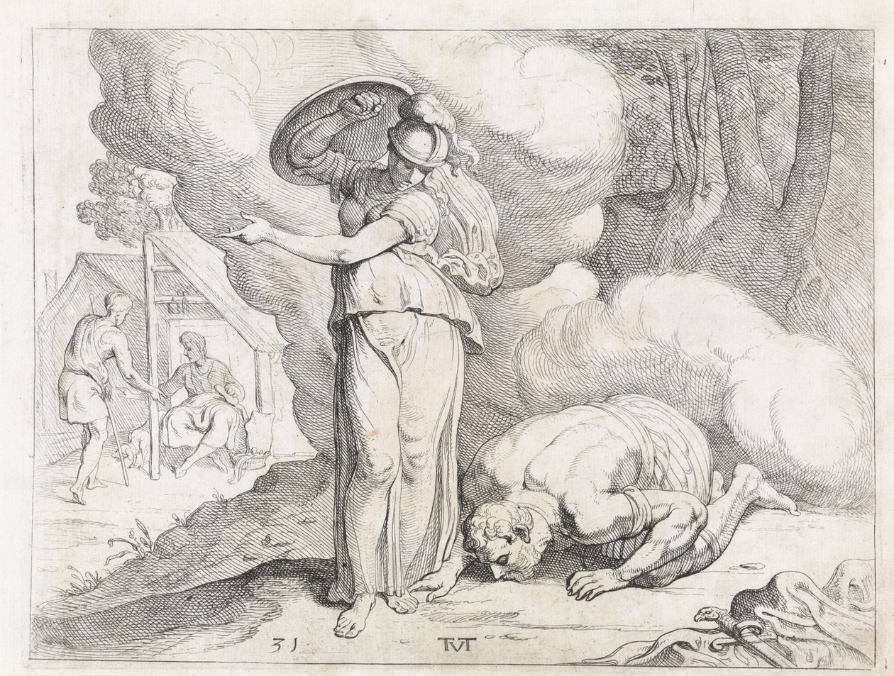 Minerva ukazuje Ithaku Odysseovi The Labors of Odysseus (název série) od Theodoor van Thulden