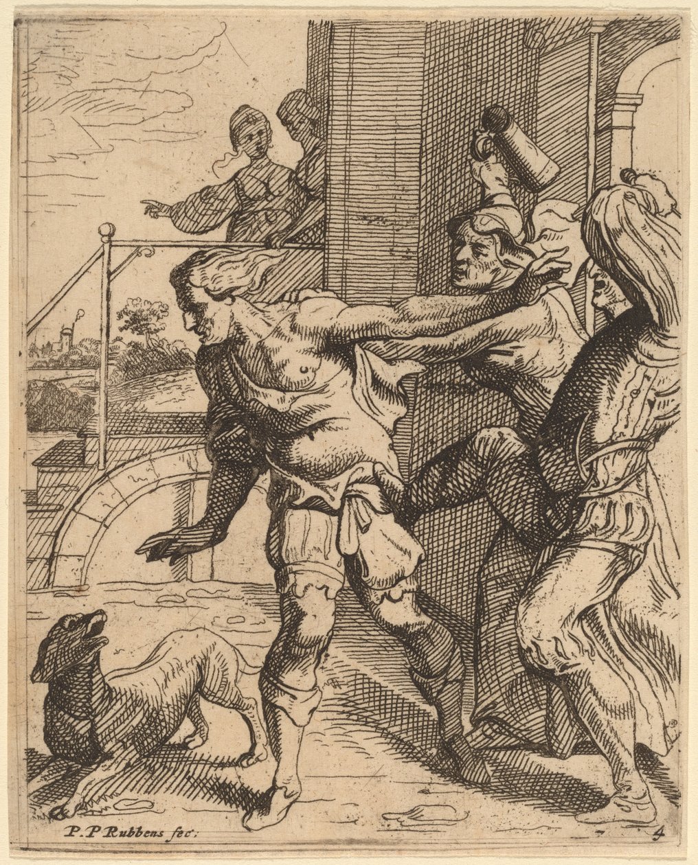 Marnotratný syn vyhnán z krčmy od Theodoor van Thulden after Sir Peter Paul Rubens