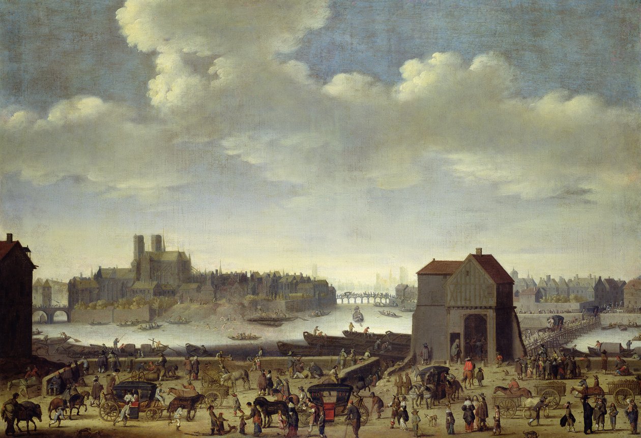 Pohled na most a Quai de la Tournelle, c.1645 od Theodor Matham