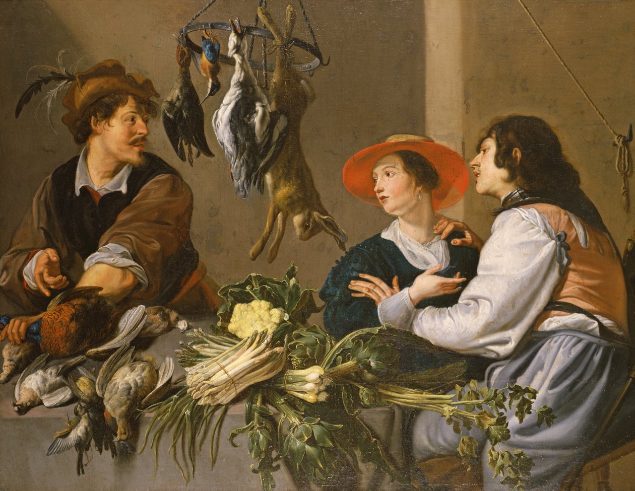 Prodejci zvěřiny a zeleniny od Theodor Rombouts