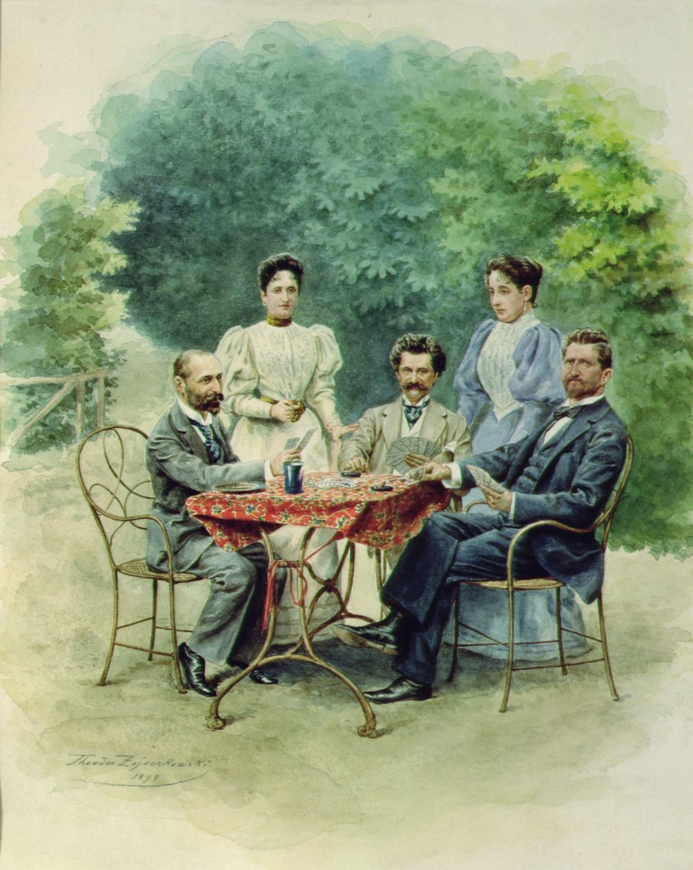 Karetní hra Tarrock s Johannem Straussem v Bad Ischlu, 1898 od Theodor Zajaczowski