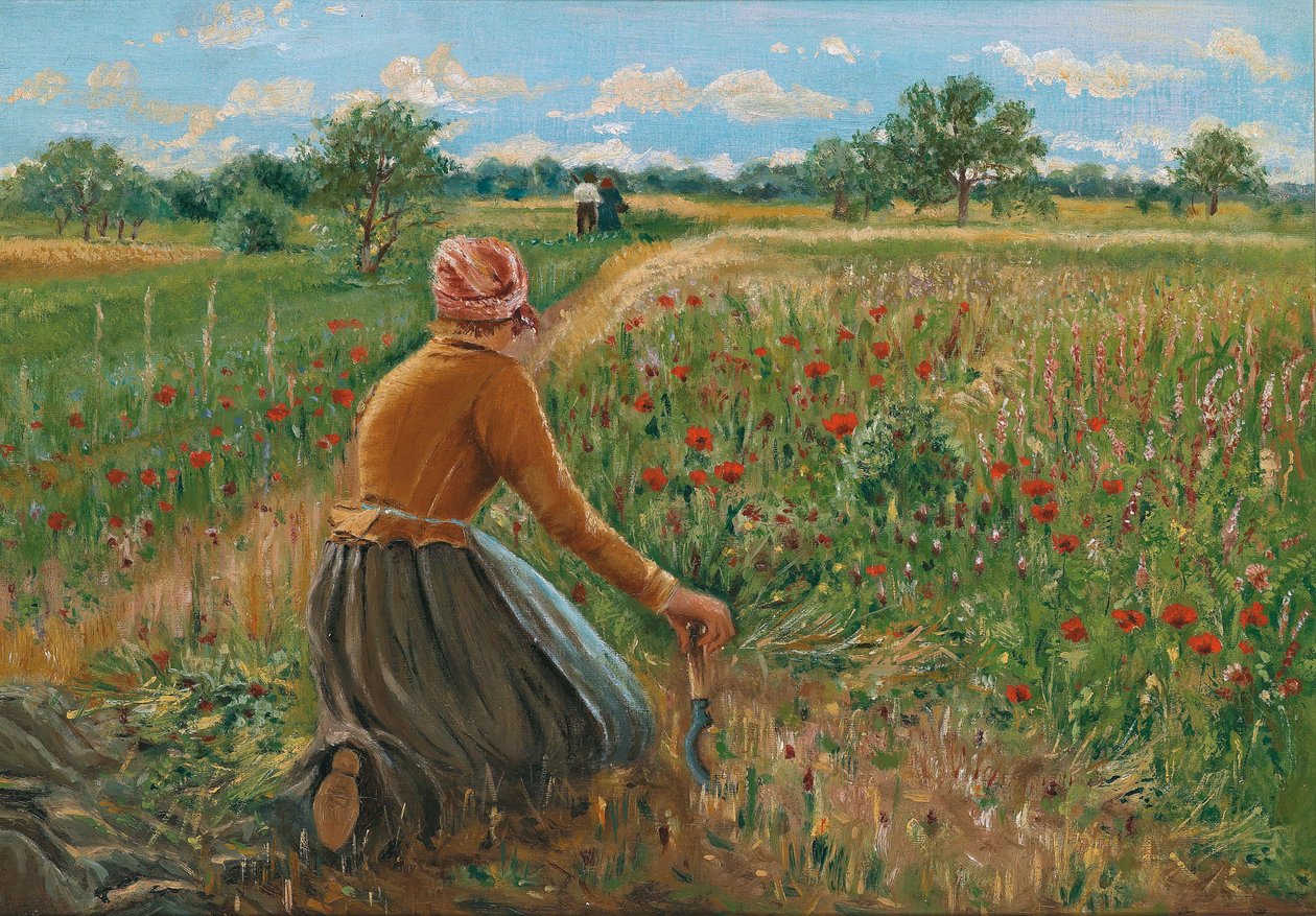 Klečící rolnická žena se srpem od Theodor von Hormann
