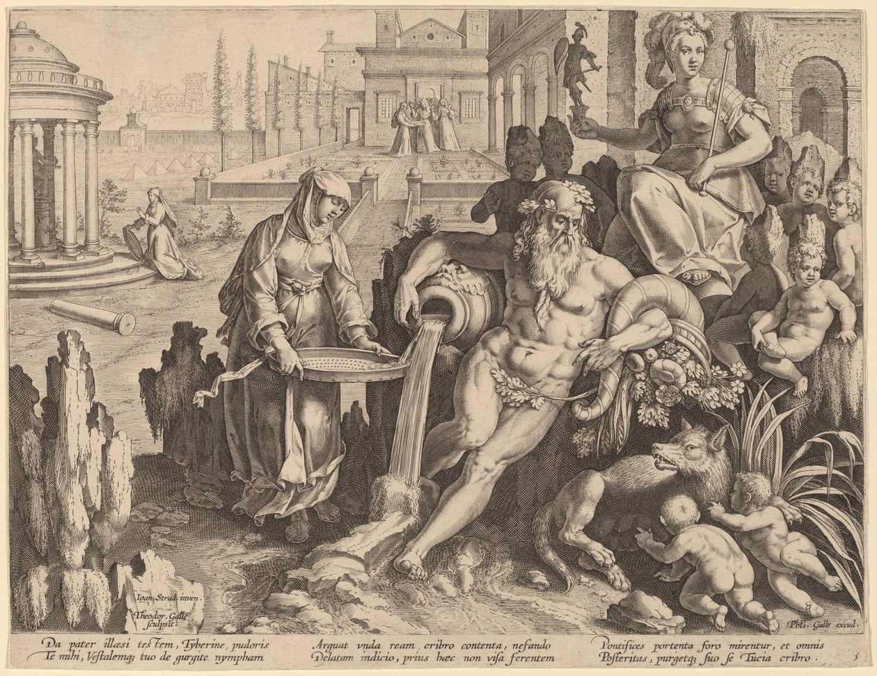 Vestálská panna Tuccia od Theodor Galle after Jan van der Straet