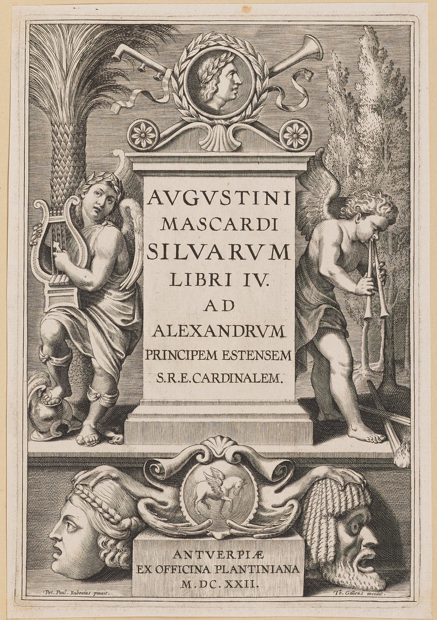 Titulní strana pro Agostino Mascardi, Silvarium Libri IV od Theodor Galle after Sir Peter Paul Rubens