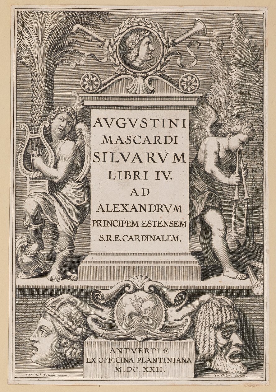 Titulní strana pro Agostino Mascardi, Silvarium Libri IV od Theodor Galle after Sir Peter Paul Rubens