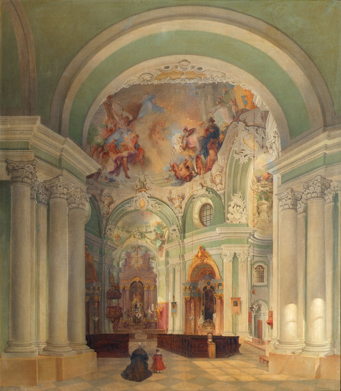 Interiér piaristického kostela ve Vídni od Theodor Jachimowicz