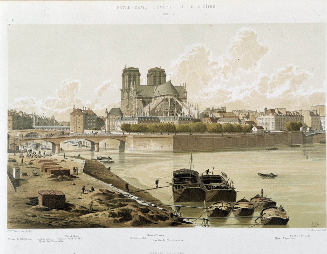 Notre Dame de Paris při pohledu z břehů Seiny v Paříži od Theodor Josef Hubert Hoffbauer