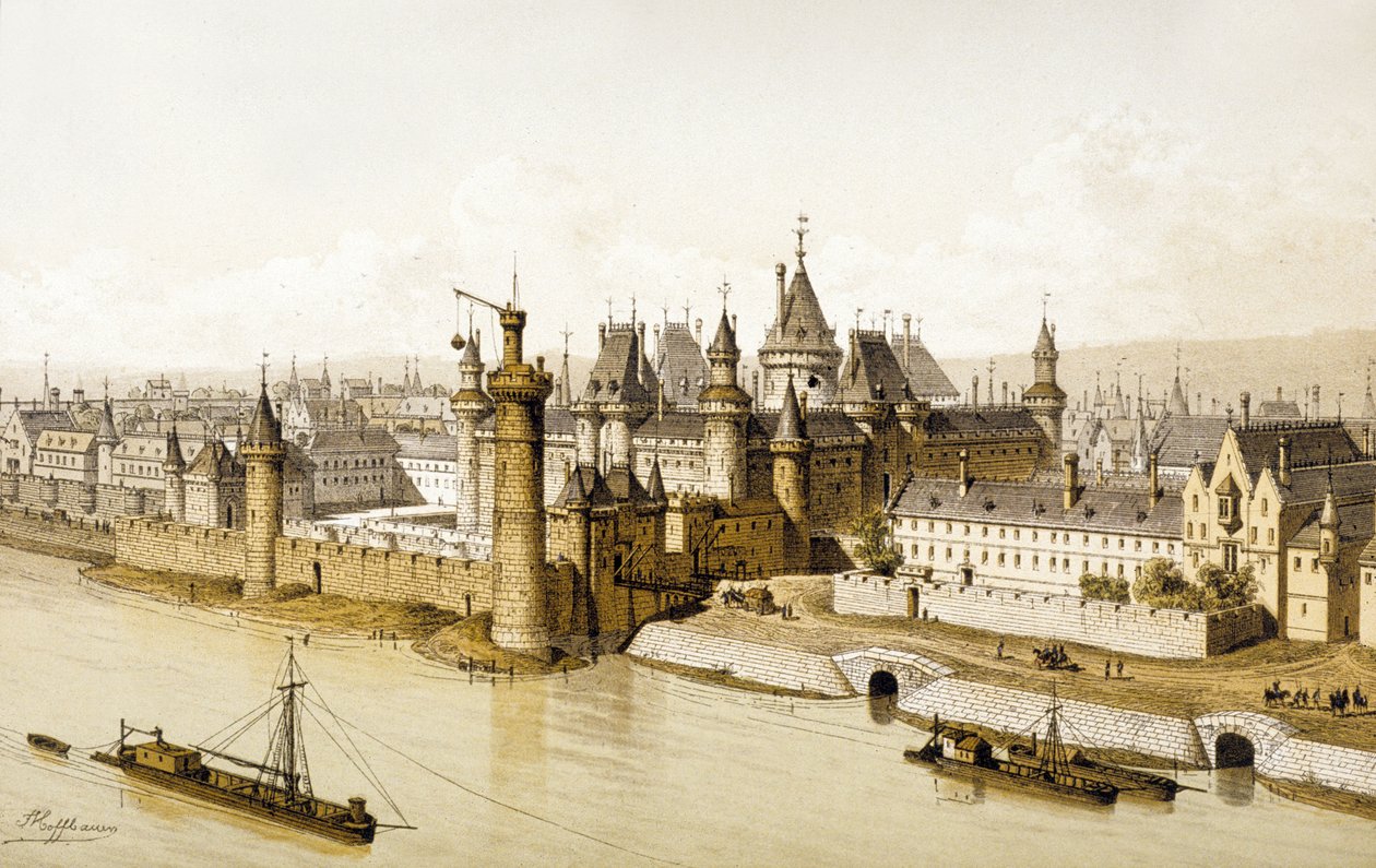 Louvre 1500-luvulla, noin 1880 (kuva) od Theodor Josef Hubert Hoffbauer