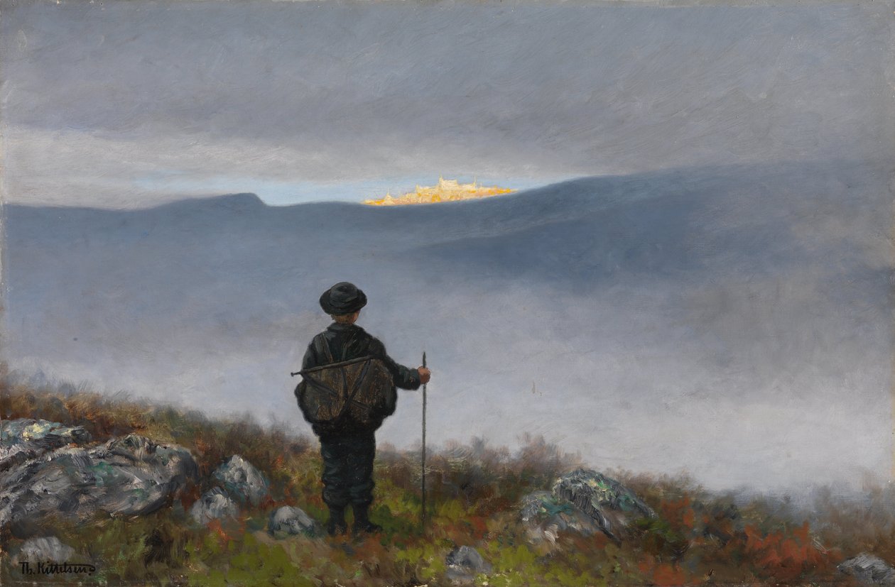 Daleko, daleko se palác Soria Moria třpytil jako zlato. od Theodor Kittelsen