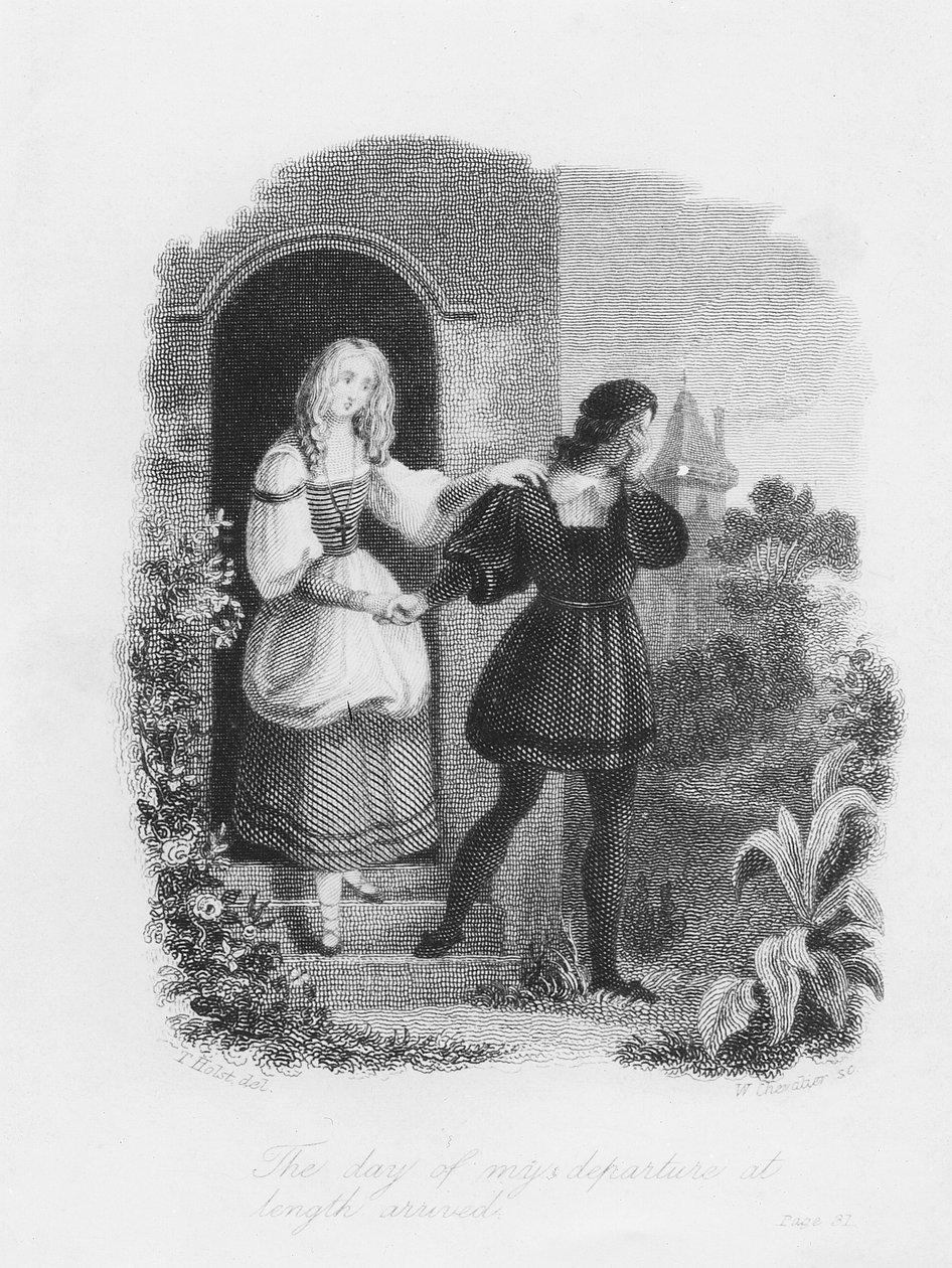 Den mého odchodu konečně nastal, frontispis z knihy "Frankenstein" od Mary Shelleyové (1797-1851), vyryl William Chevalier (1804-66) od Theodor M. von Holst