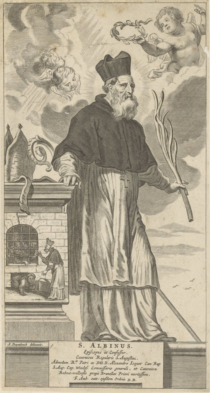 H. Albinus van Angers Svatý Albinus. Biskup a vyznavač (titul na předmětu) od Theodor Matham