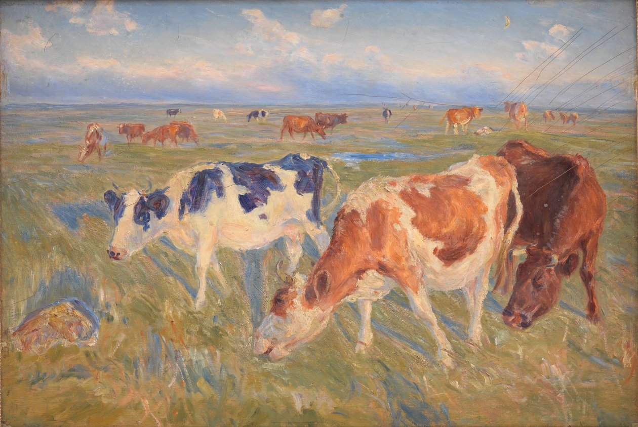 Pasoucí se krávy na ostrově Saltholm od Theodor Philipsen