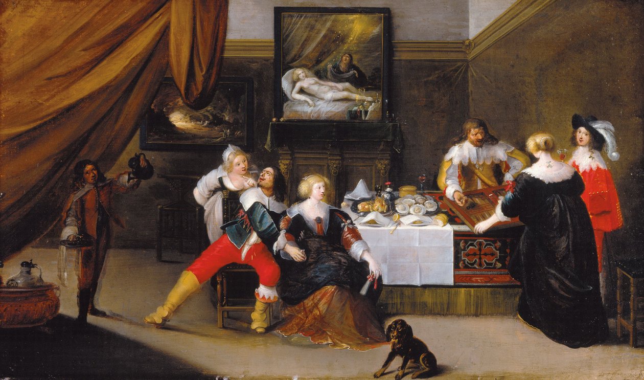 Hráči karet (hráči vrhcáby) - hráči karet, od Rombouts, Theodor (1597-1637). Olej na plátně, c. 1620-1630. Residenzgalerie Salzburg od Theodor Rombouts
