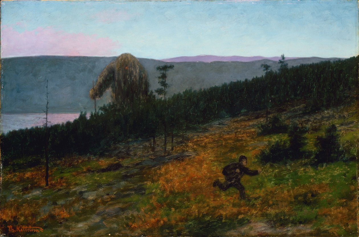 ""Askeladden et le troll"" Personnage du folklore norvegien - Peinture de Theodor Kittelsen (1857-1914) 1900 Národní muzeum umění, Oslo Norsko od Theodor Kittelsen
