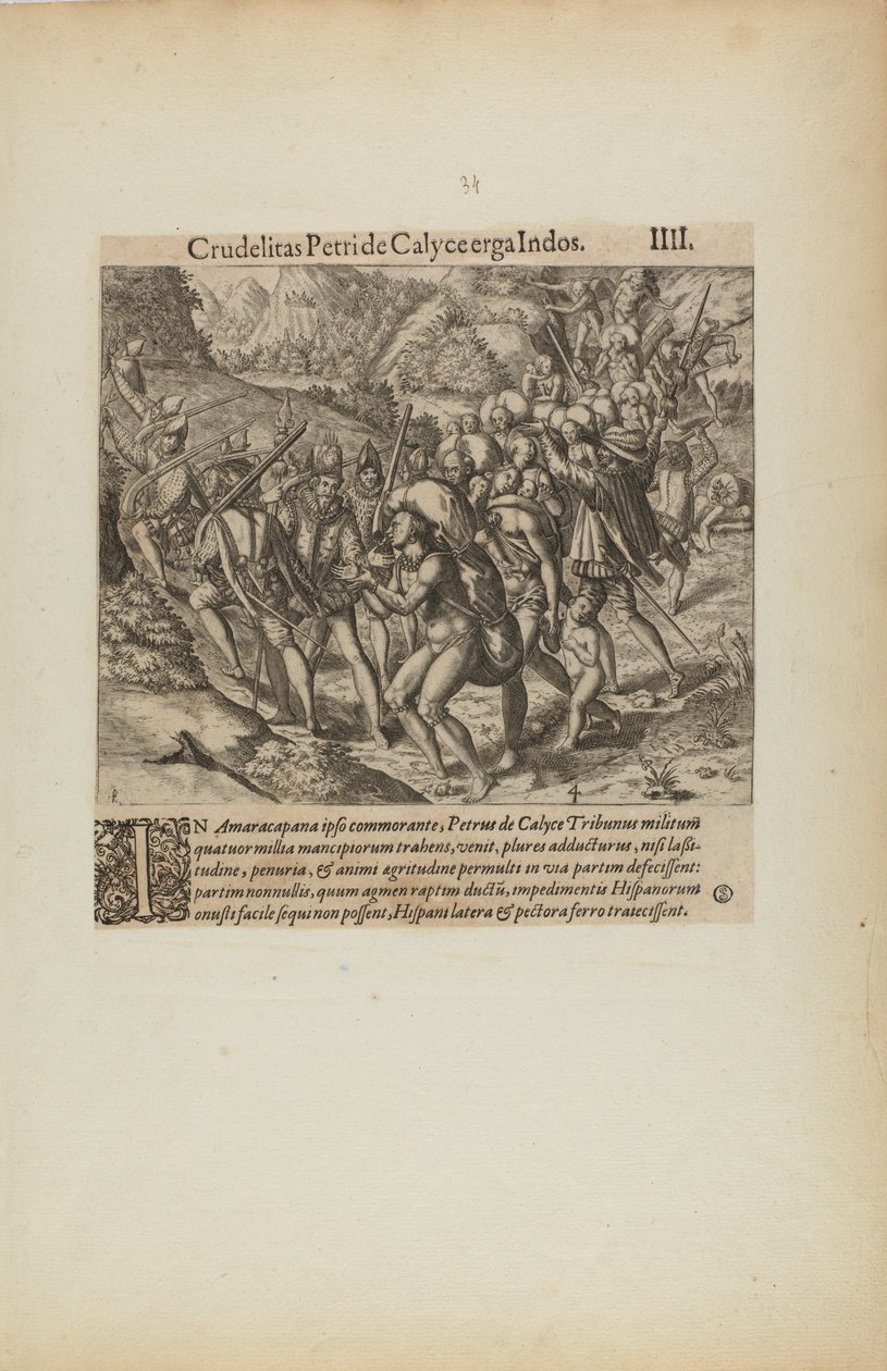 Crudelitas Petride Calyce Erga Indos. III. (z knihy Americae, část čtvrtá) od Theodor de Bry