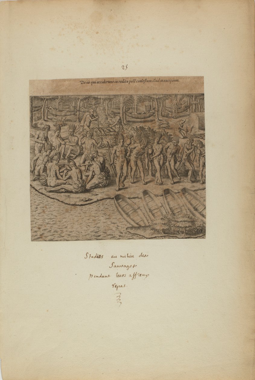 De Iss qui Acciderunt in Reditu Post Comestum Illud Mancipium. (z knihy Americae, část třetí) od Theodor de Bry