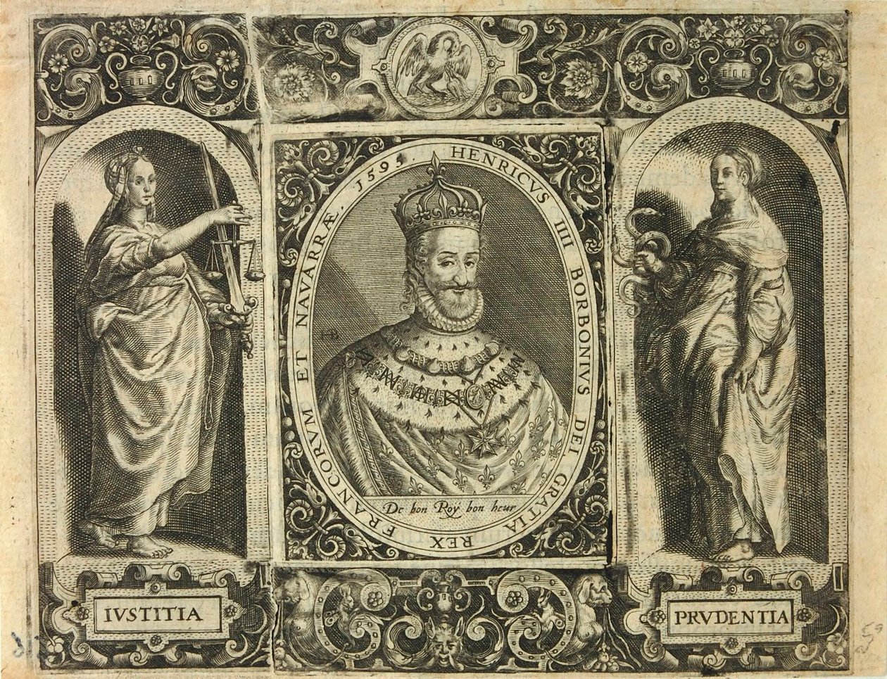 Henricus IIII Borbonius Dei Gratia Rex Francorum et Navarrae 1595 / Bry, Jean Théodore de od Theodor de Bry