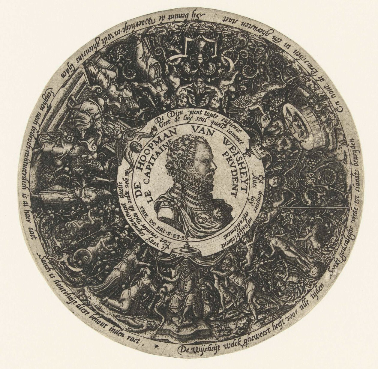 Medailon s poprsím kapitána Moudrosti Theodora de Bry, cca 1577 - cca 1578 od Theodor de Bry