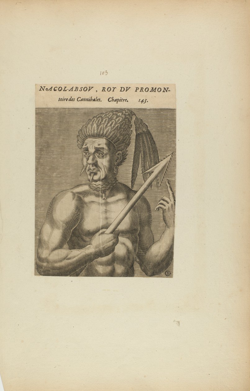 Nacol-Absov, Roi Du Promon-/toire des.... (z knihy Les Vrais Pourtraits et Vies des Hommes Illustres) od Theodor de Bry