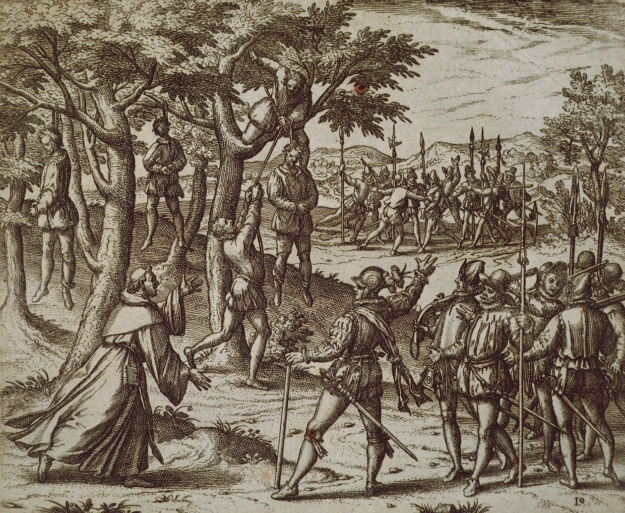 Trest k oběšení některých mužů Kryštofa Kolumba v Novém světě, Theodore de Bry od Theodor de Bry