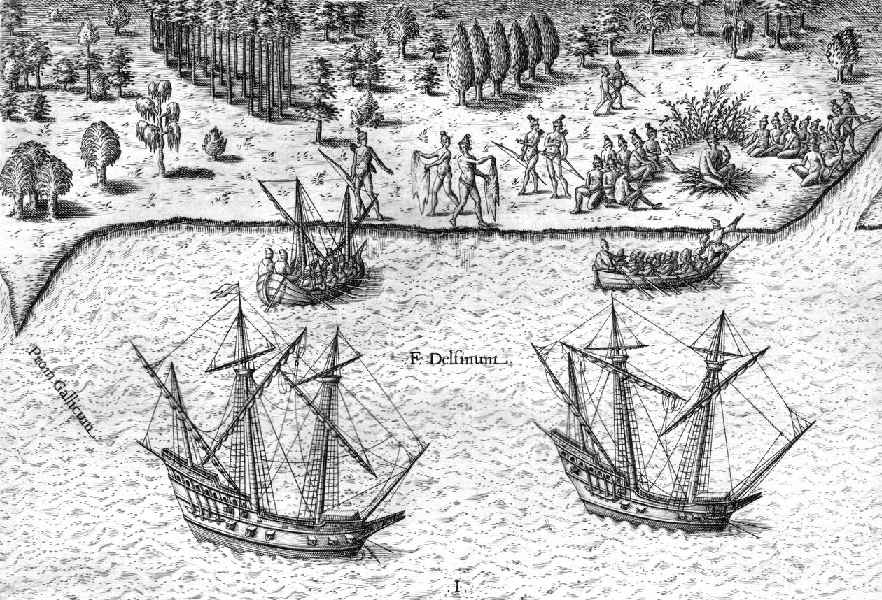 Francouzské země na pobřeží Floridy od Theodor de Bry