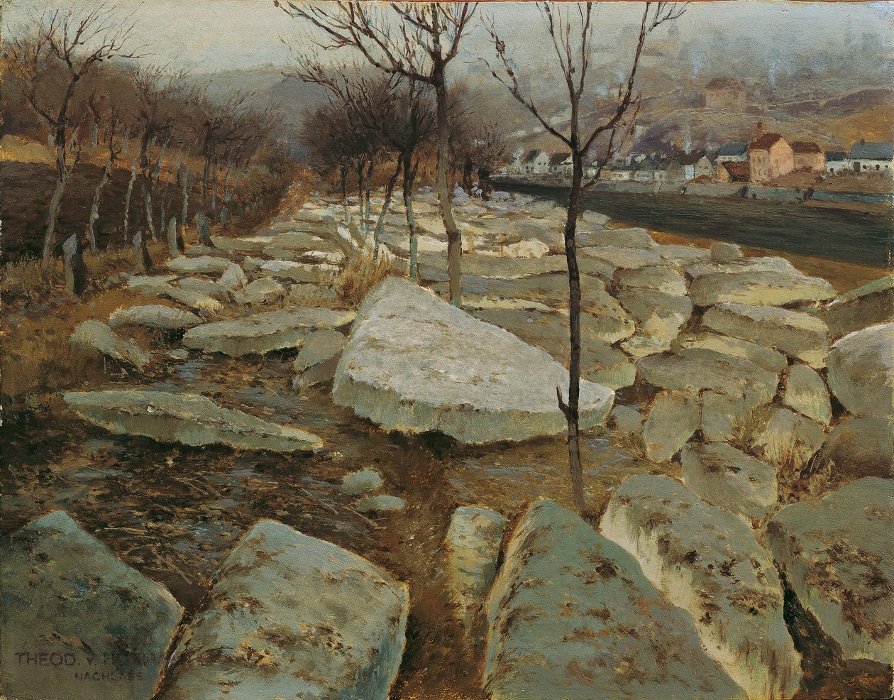 Ledové kry na březích Dyje od Theodor von Hormann