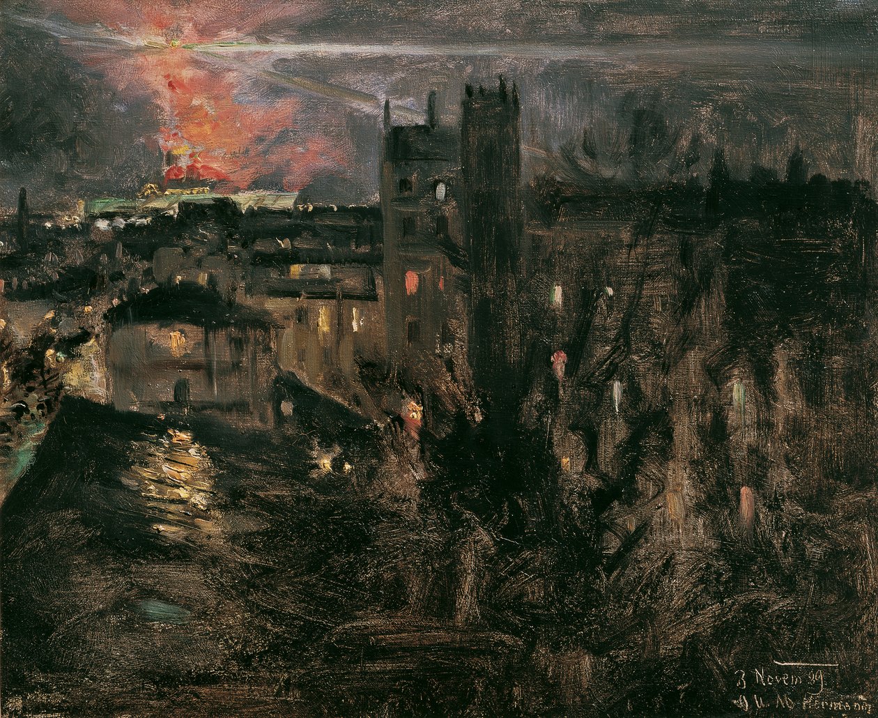 Paříž v noci s Eiffelovou věží od Theodor von Hormann