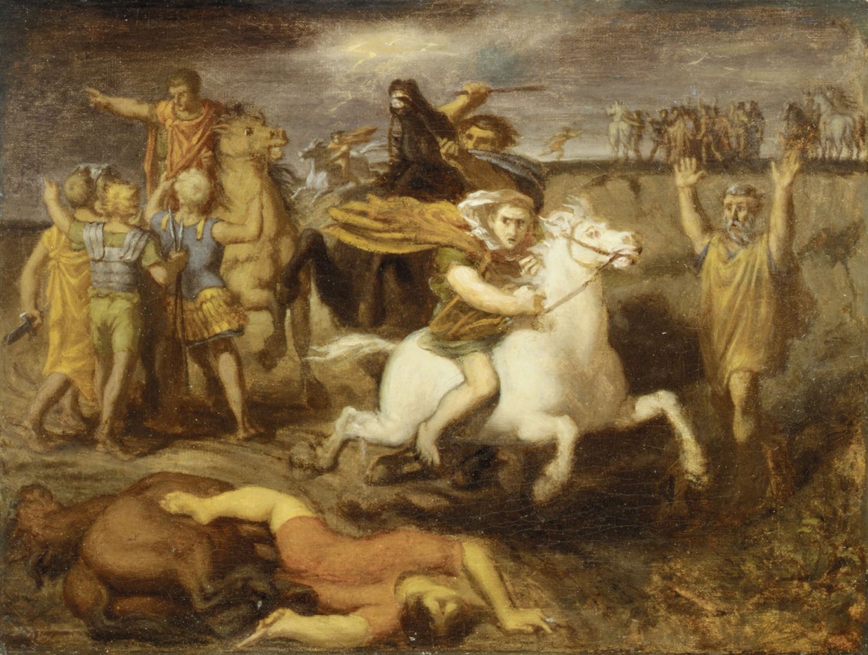 Gal Littavicus zrazující římskou věc prchá do Gergovie, aby podpořil Vercingetorixe, kolem 1838-40 od Théodore Chassériau