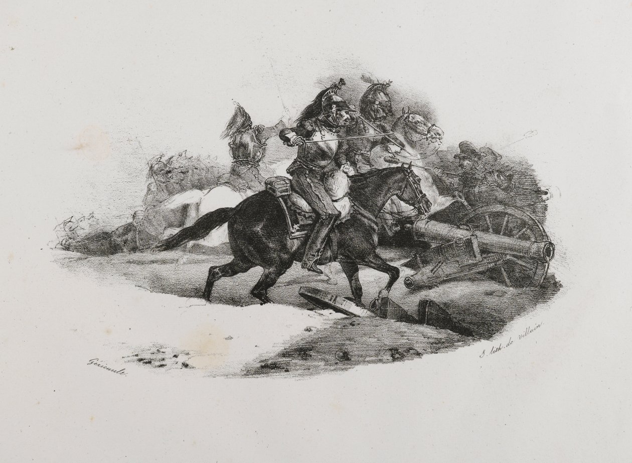 Kyrysníci nabíjejí dělostřeleckou baterii, 1823 od Theodore Gericault