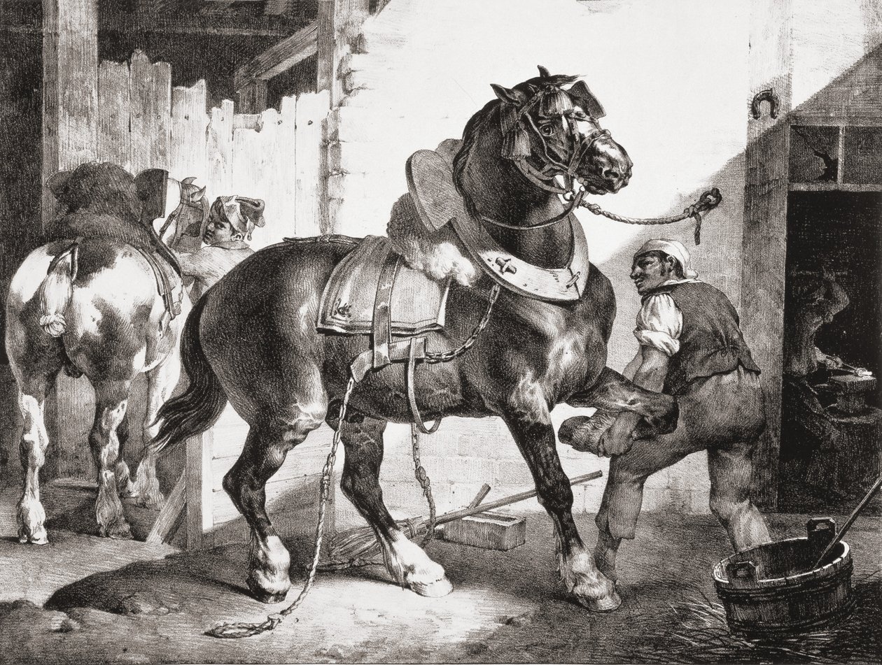 The Forge, ze Studií koní, 1822 od Theodore Gericault