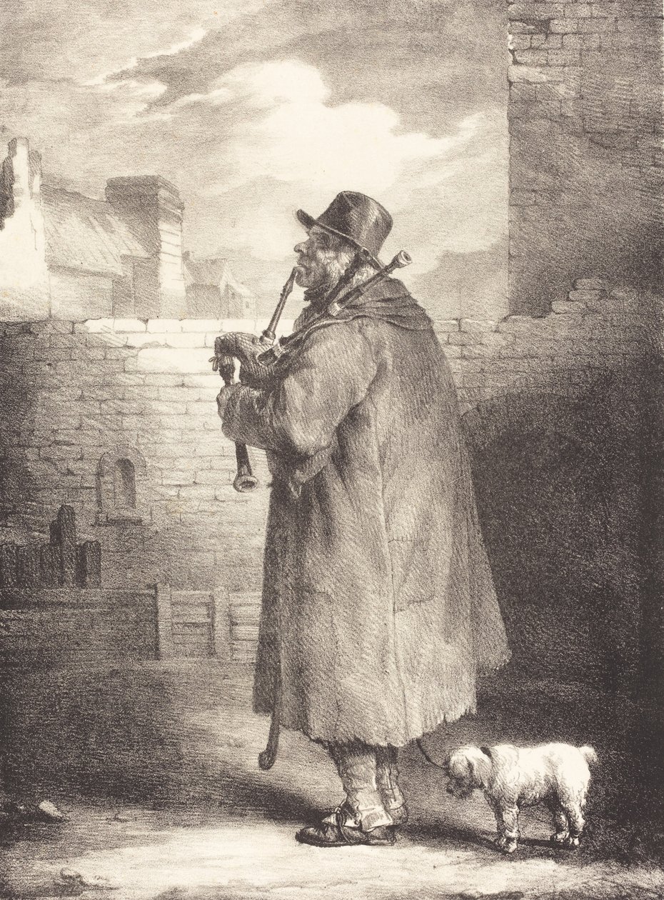The Piper, c.1821 (litografie na tkaném papíře) od Theodore Gericault
