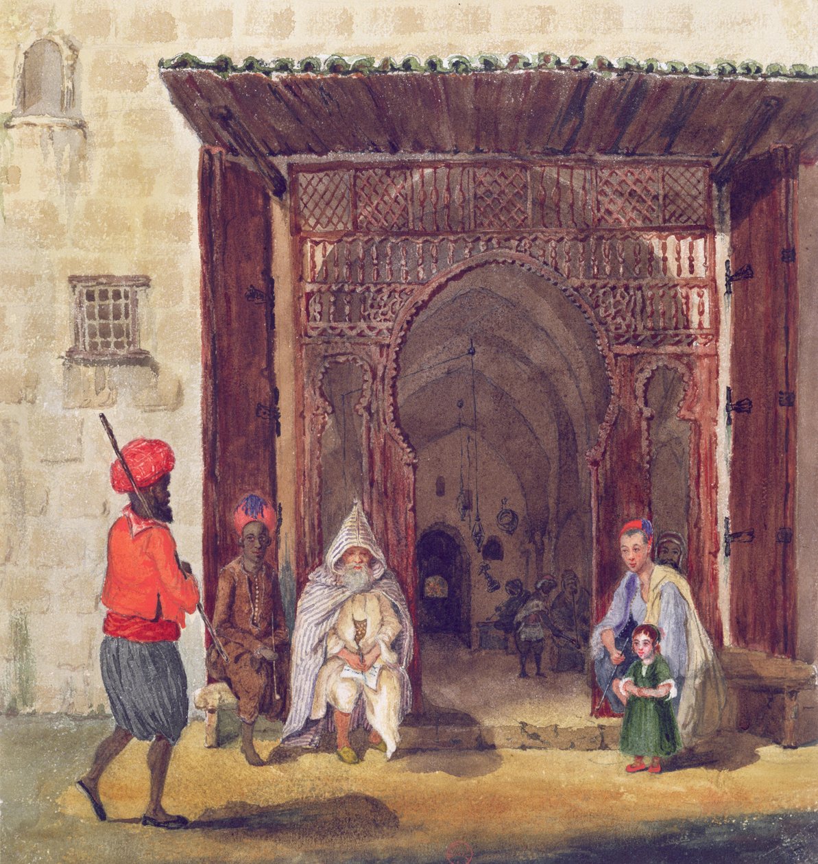 Vstup do mešity v Alžíru, asi 1830 od Theodore Leblanc