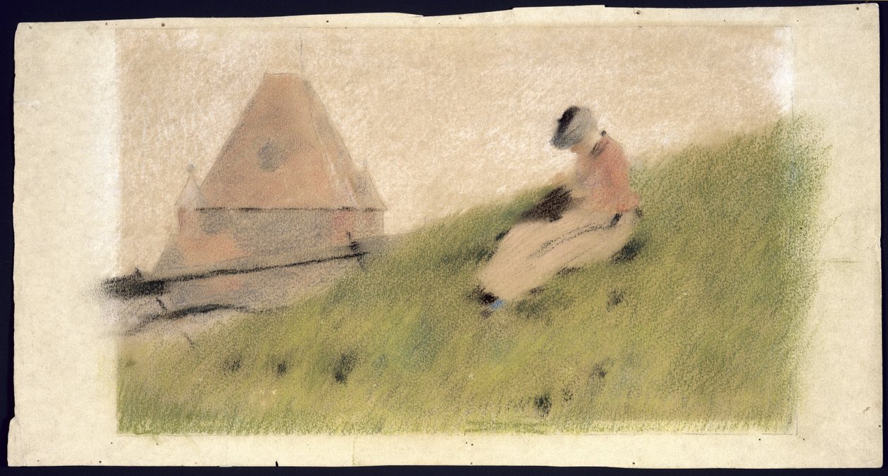 On the Cliff, c.1887 (pastel a křída na papíře) od Theodore Robinson