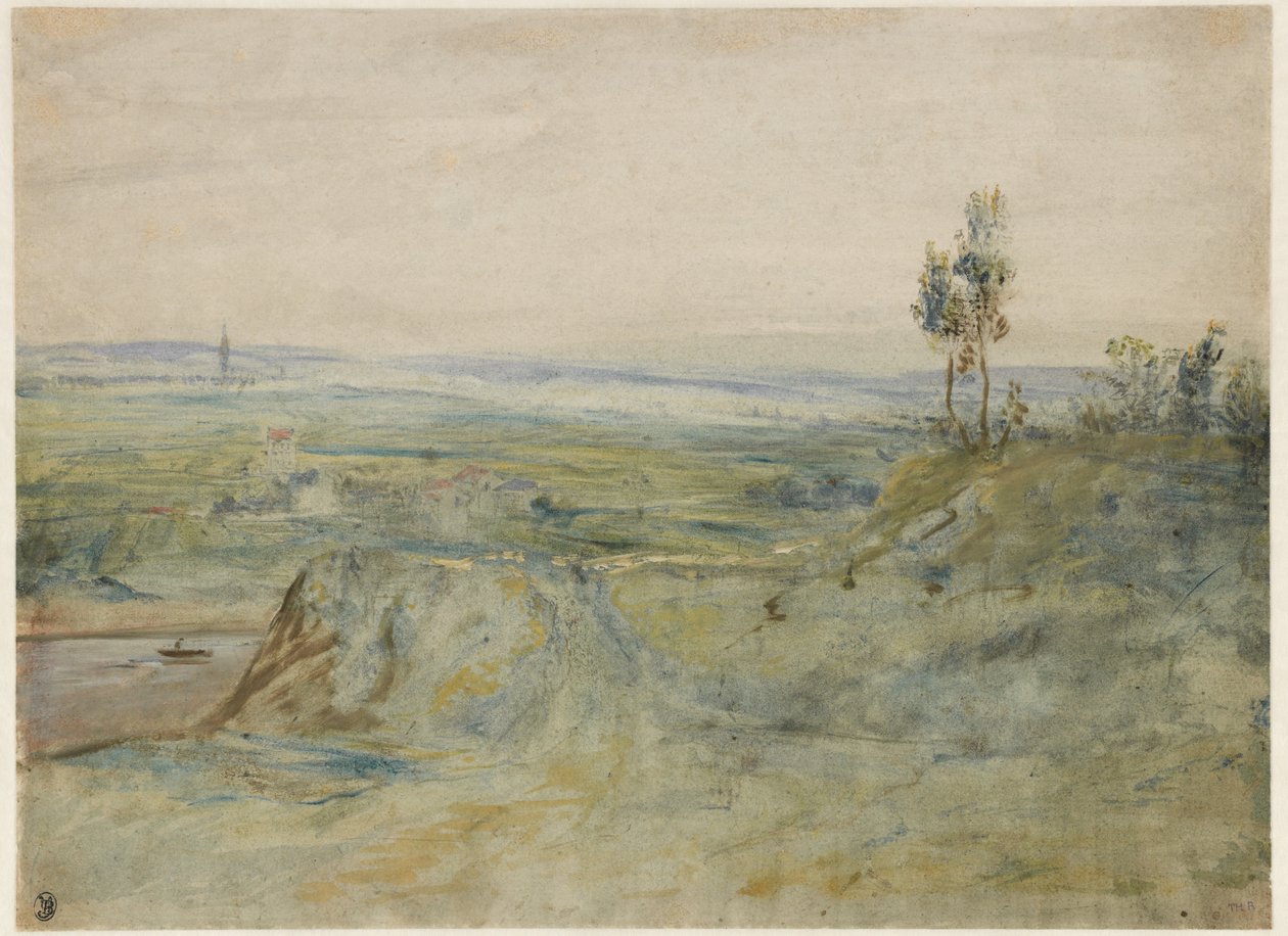 La Plaine, viděno z výšin Meudon, kolem roku 1833 (wc a olejová barva na tkaném papíře) od Pierre Etienne Theodore Rousseau