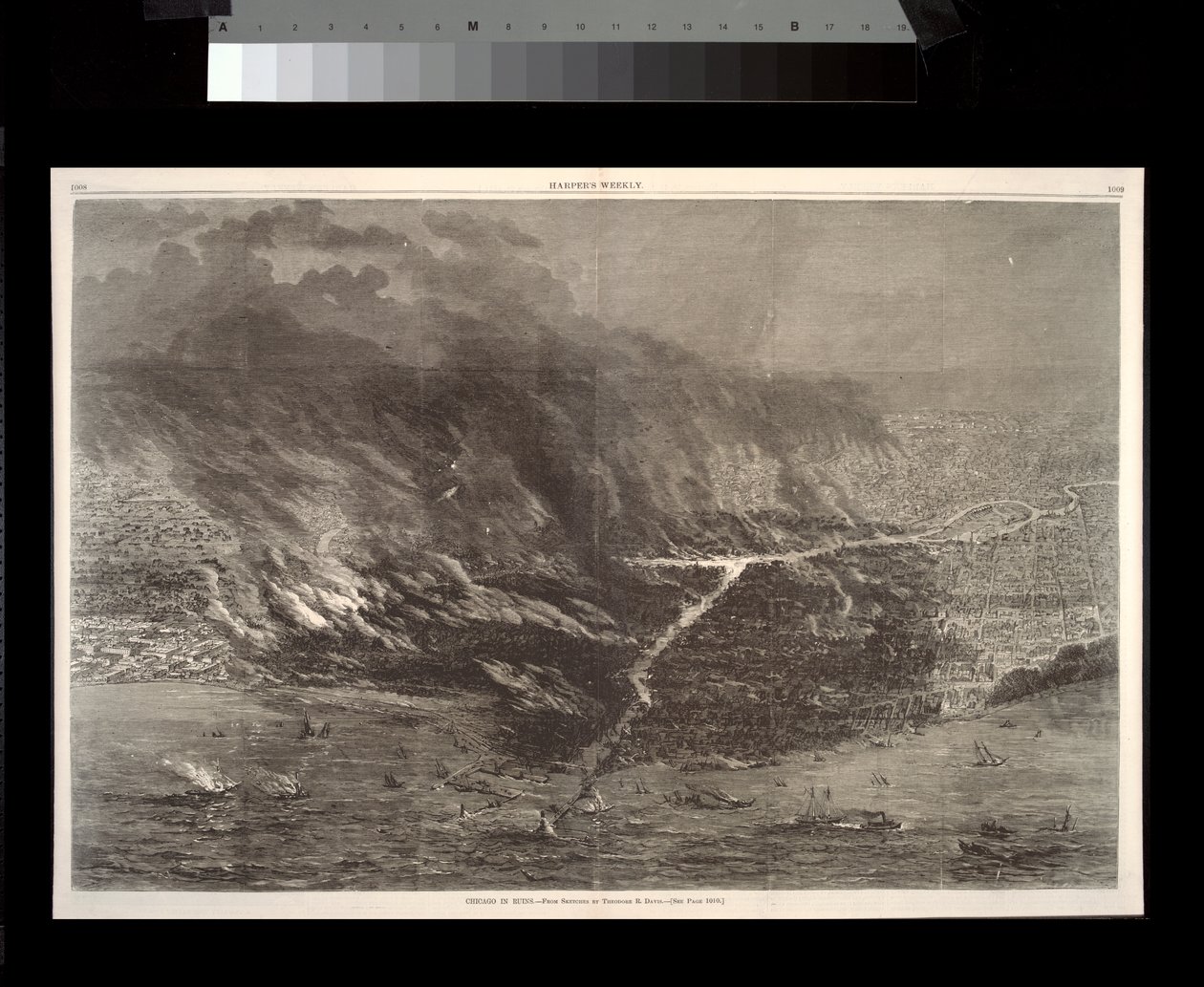 Chicago in Ruins, ilustrace z Harpers Weekly, 1871 od Theodore Russell Davis