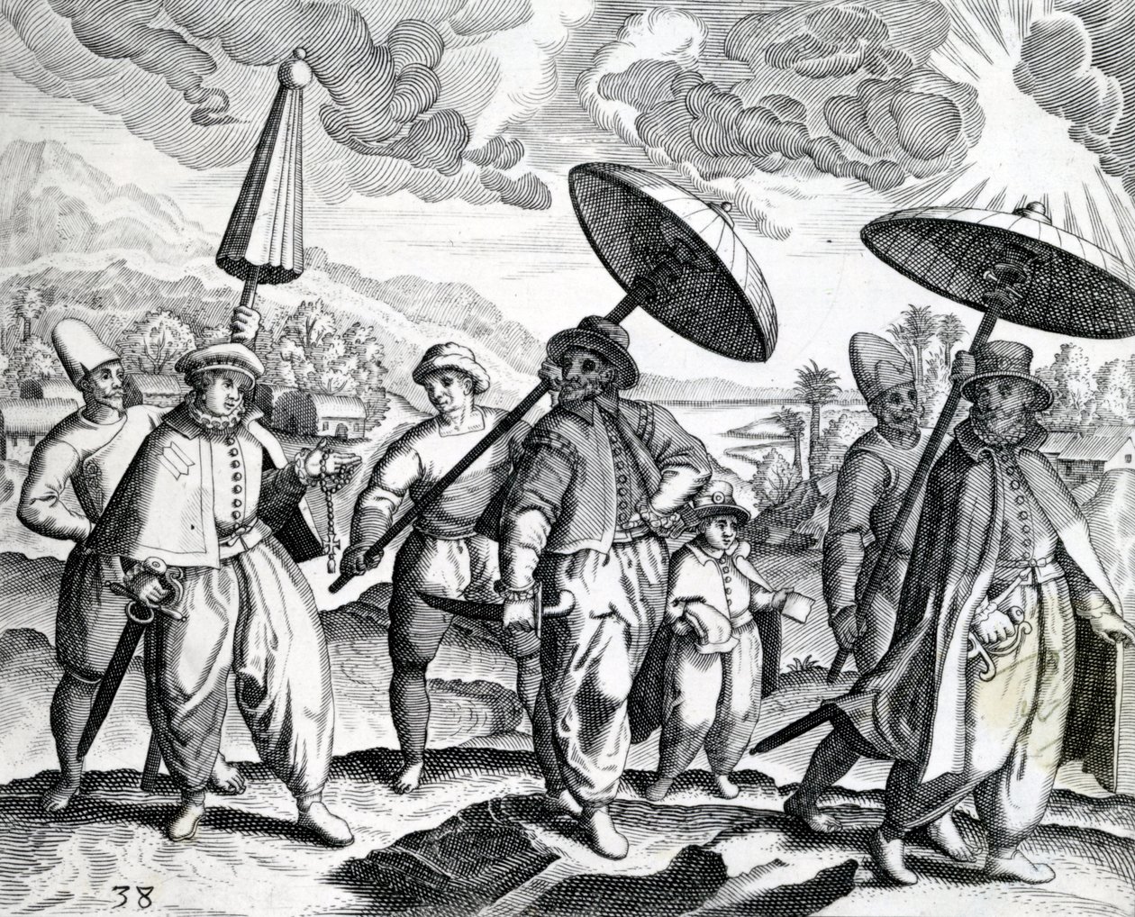 Skupina lidí z ‚India Orientalis‘, 1598 od Theodore de Bry