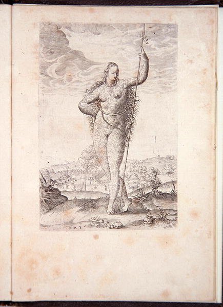 Dcera Piktů, z Stručná a pravdivá zpráva o nově nalezené zemi Virginie, Grand Voyages, vytištěná Johannem Wechelem v roce 1600 od Theodore de Bry