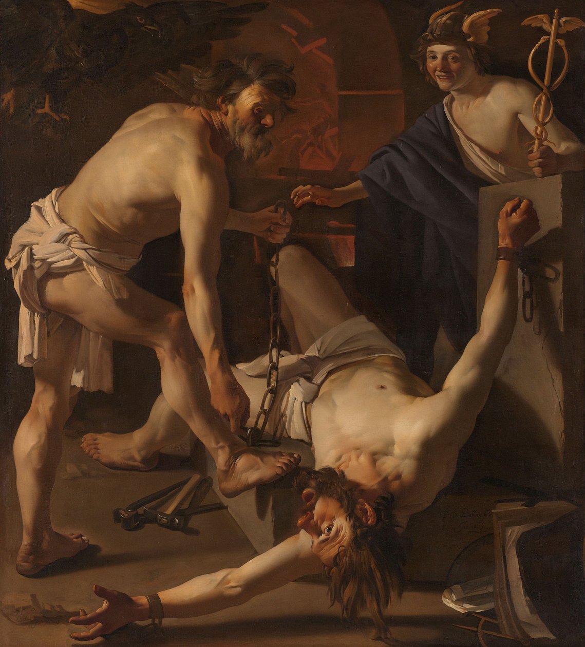 Prométheus spoután Vulkánem, 1623 od Theodore van Baburen