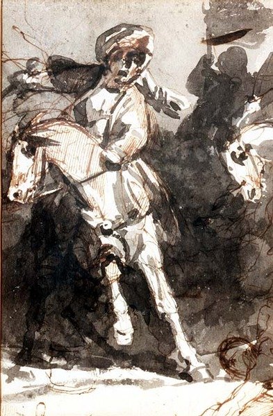 Scéna rvačky (tužka a akvarel) od Theodore (attr. to) Gericault