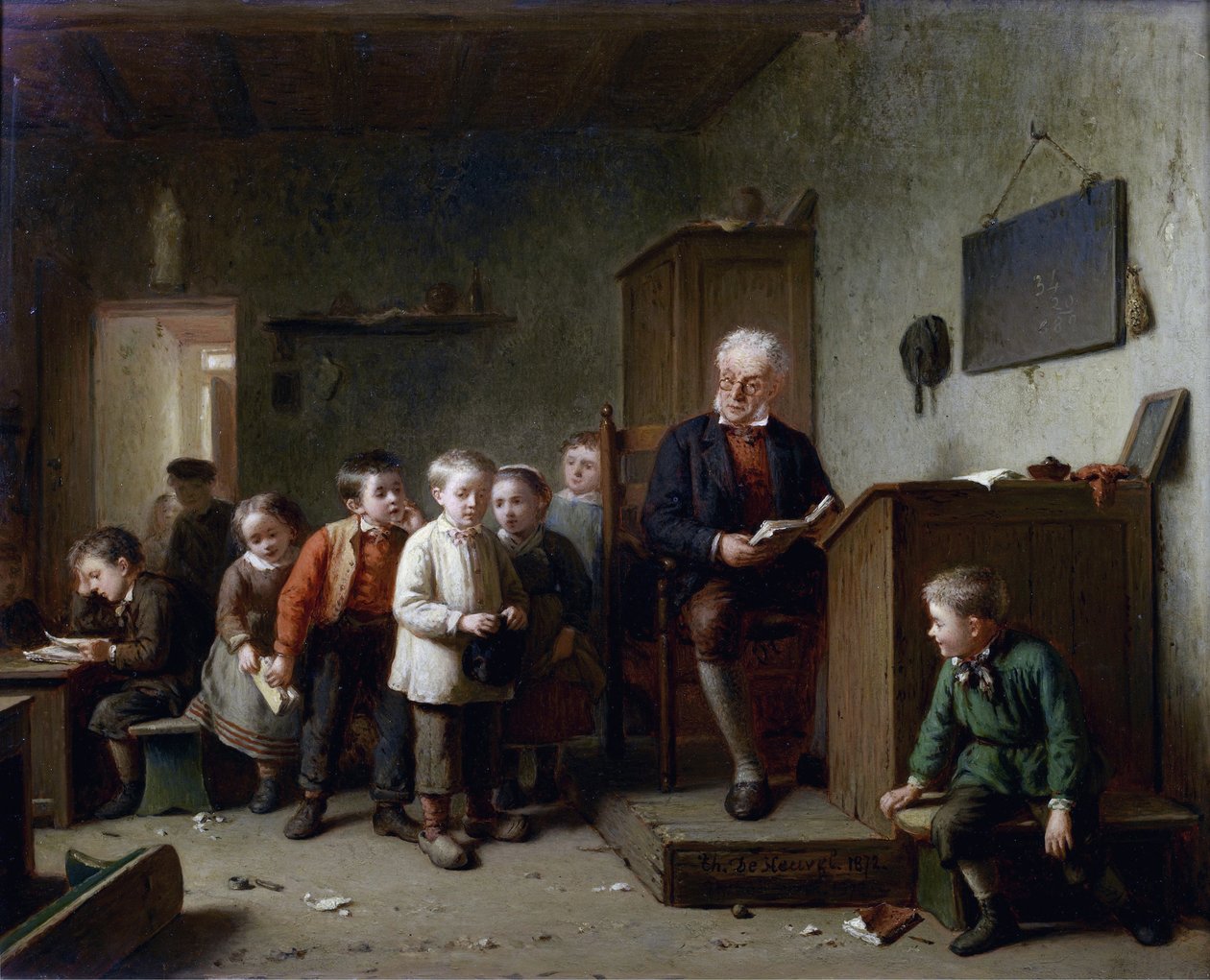 La salle de classe - Třída - Heuvel, Theodore Bernard de (1817-1906) - 1872 - Olej na dřevě - 37x44,5 - Soukromá sbírka od Theodore Bernard de Heuvel