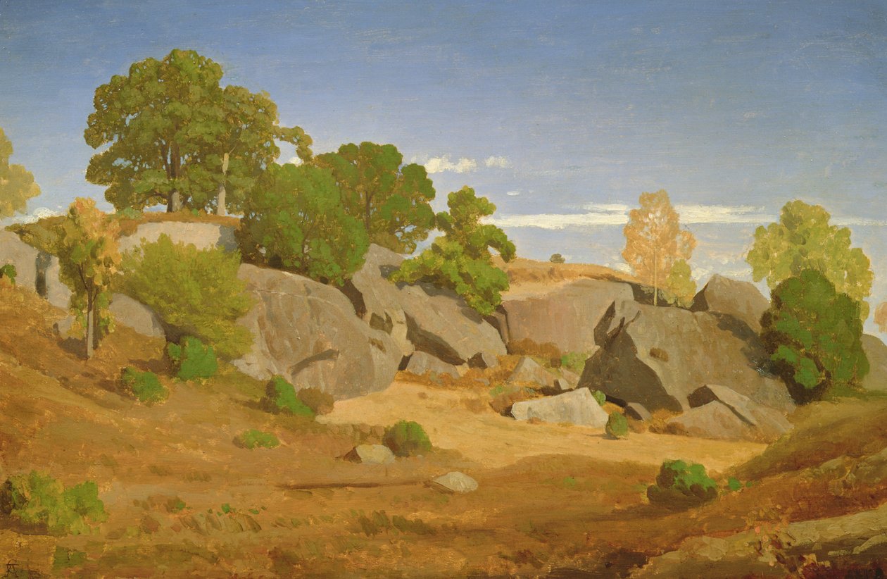 Skály ve Fontainebleau od Theodore Caruelle d Aligny