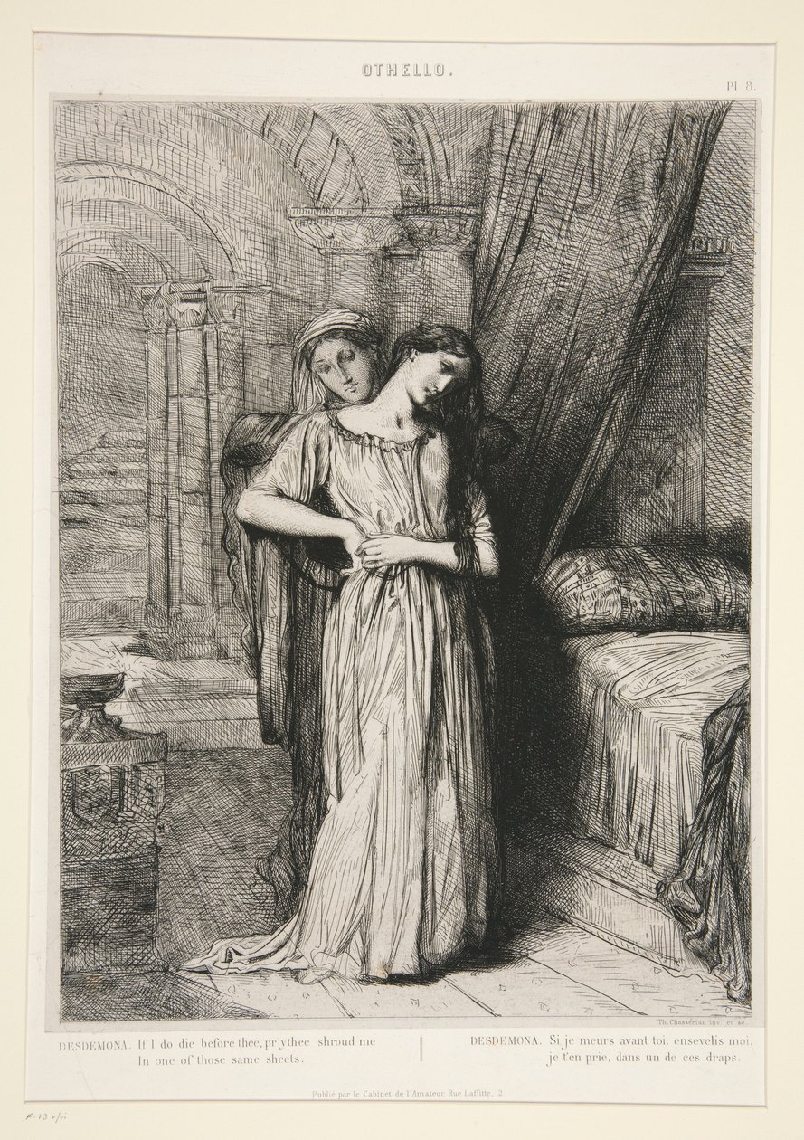„Desdemona“, tab. 8 z Othella (4. dějství, 3. scéna) od Théodore Chassériau