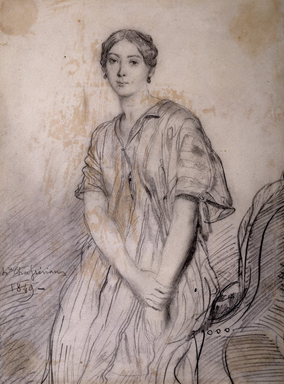 Portrét Alice Ozyové (Julie, Justine Pilloy), herečky (1820-1893) od Théodore Chassériau