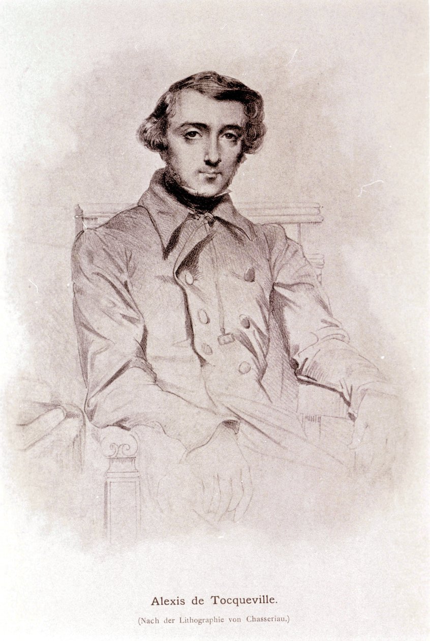 Portrét Alexise de Tocqueville. Litografie z Chasseriau. 19. století. od Théodore Chassériau