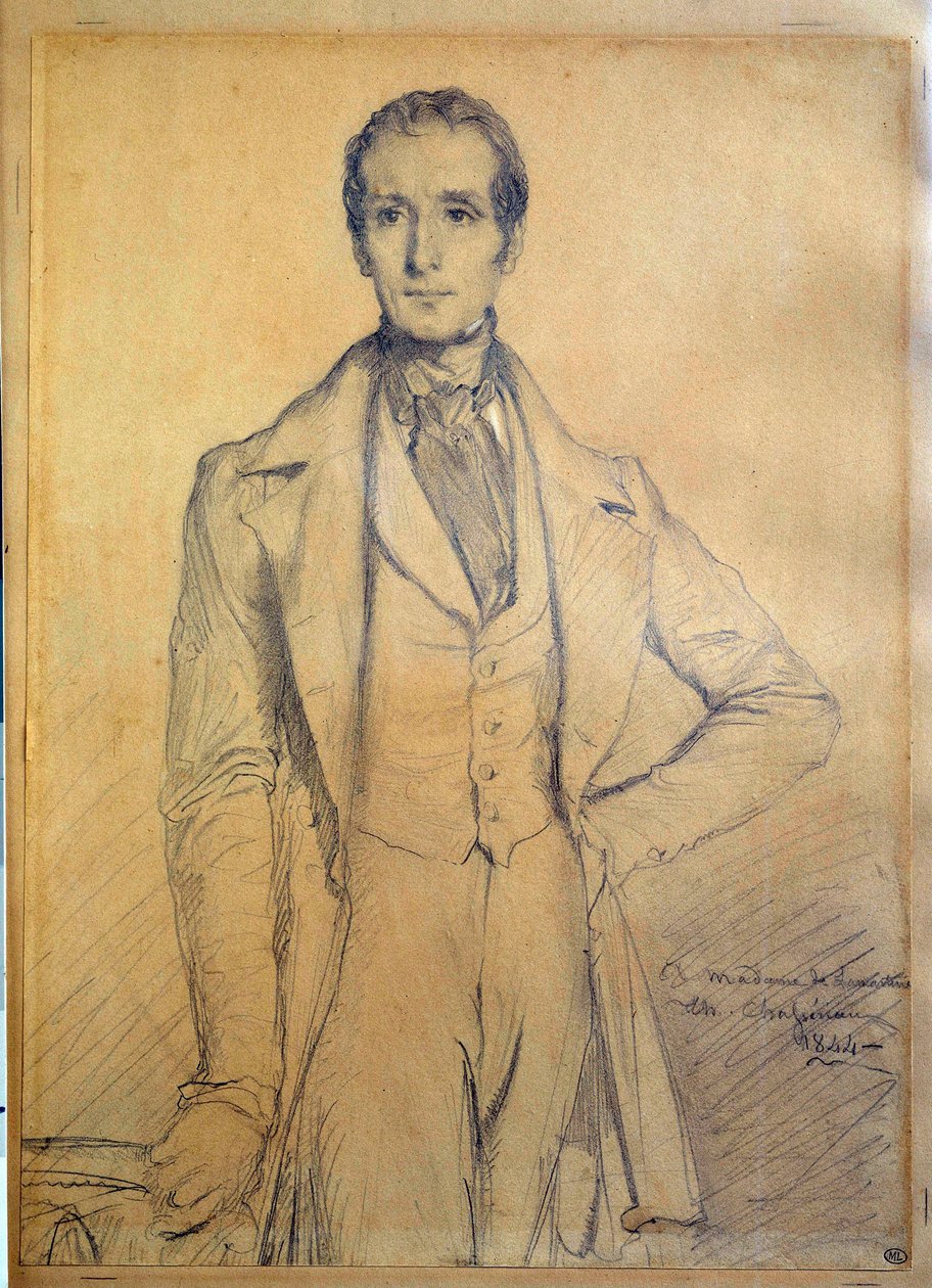 Portrét básníka Alphonse de Lamartine (1790-1869) Kresba Theodore Chasseriau (1819-1856) 1834 Sun. 0,31x0,22 m od Théodore Chassériau