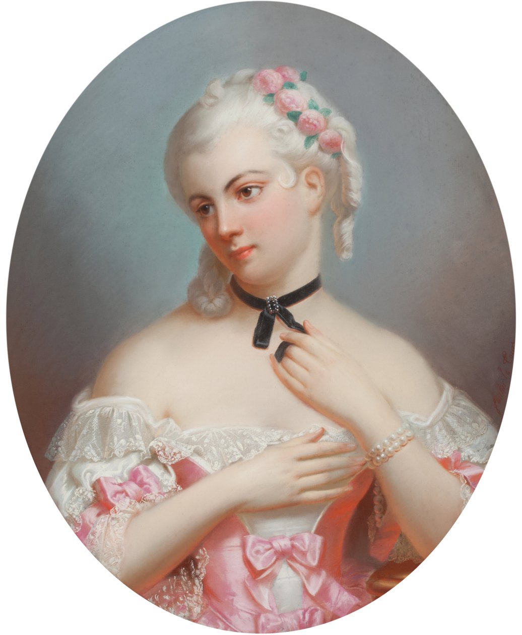 Louise Elisabeth z Francie (1727-1759), Fantin-Latour, Theodore (1805-1872). Pastel na papíře, První polovina 19. stol.. Soukromá sbírka od Theodore Fantin Latour