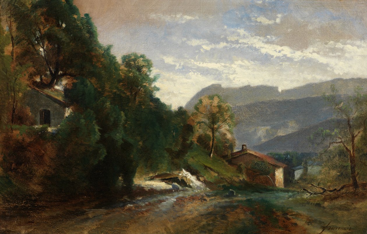 Horská krajina ve Voreppe, Dauphiné (olej na plátně) od Théodore Fourmois